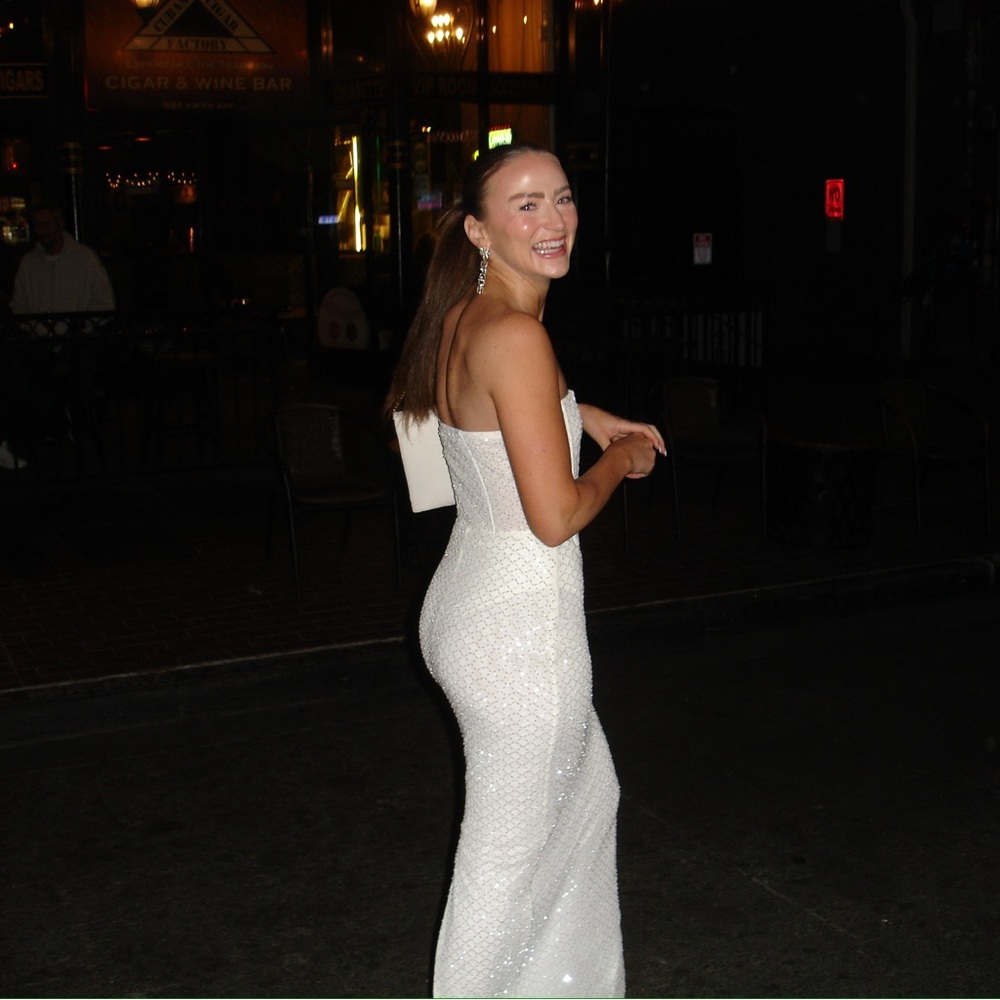 Meshki White Strapless Beaded Maxi Dress - Picture 3 of 3